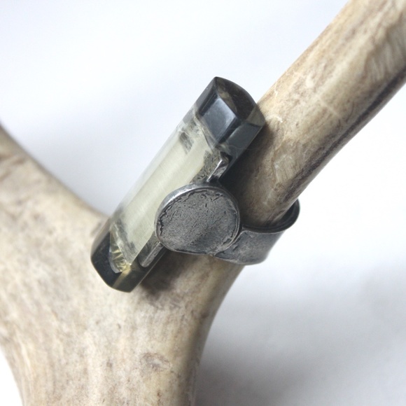 Anne-Marie Chagnon extra large bague ring wide pewter resin étain size US 8 - Picture 11 of 14